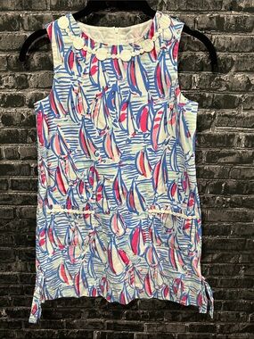Lilly Pulitzer Blue, Pink & White Embroidered Sailboat Tunic